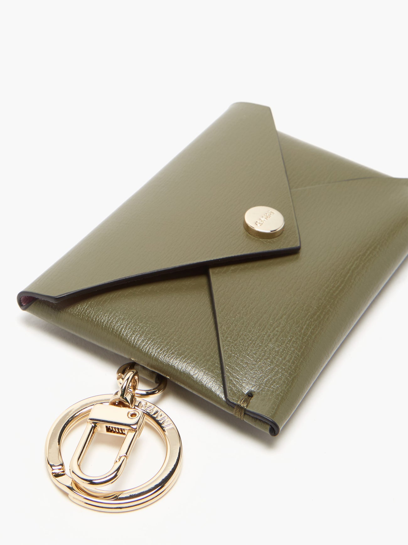 GANNI Recycled-leather envelope key ring