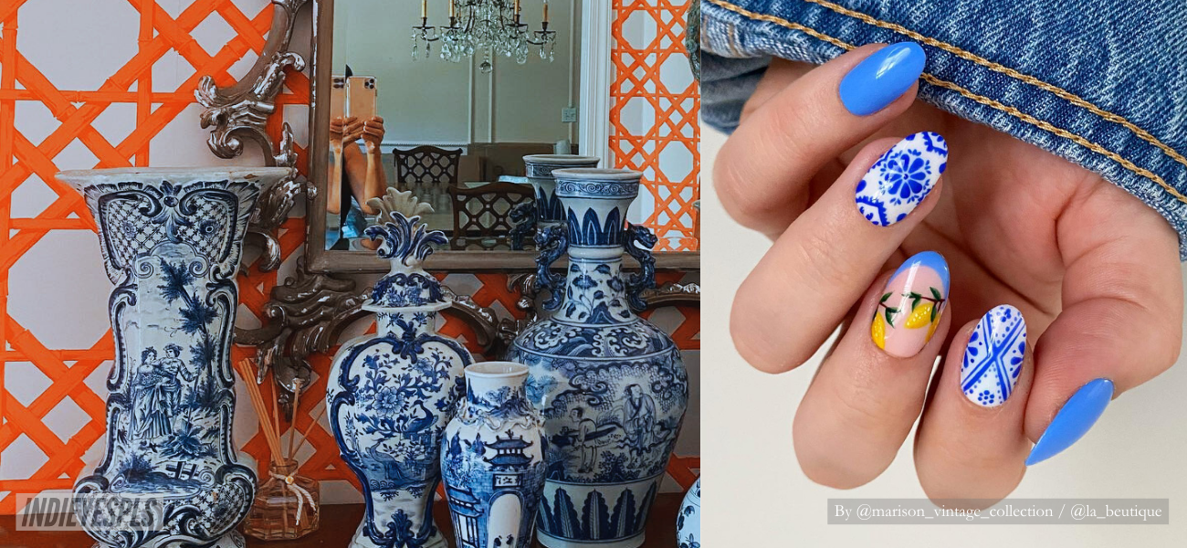 Mediterranean Tile: The Trendy Twist on White and Blue Nails You Need to Try
