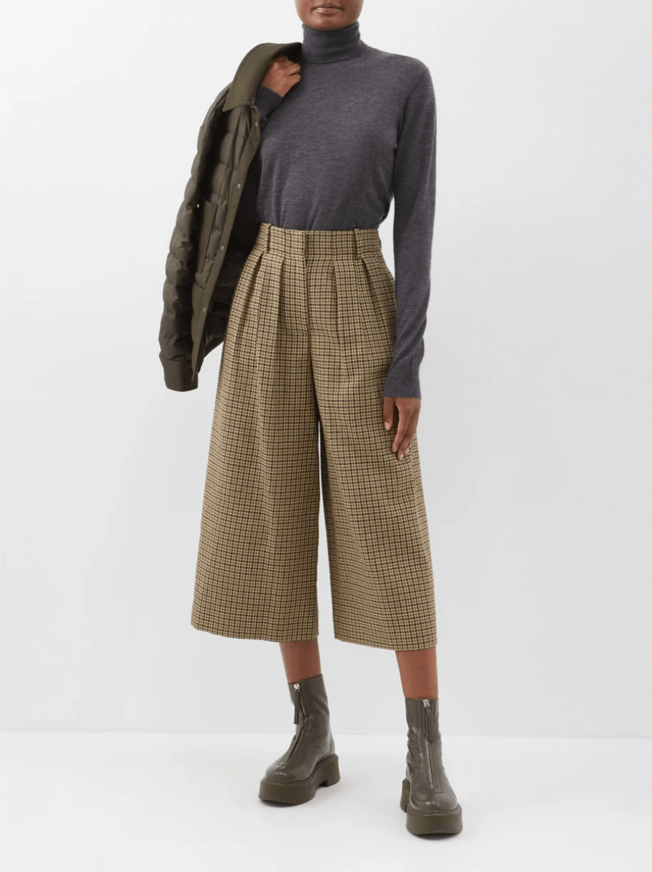 Moncler, Cropped houndstooth trousers via Matches Fashion